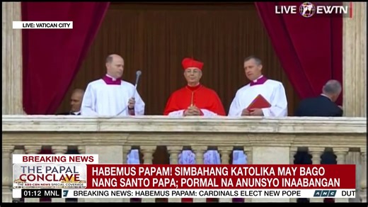 BREAKING: Cardinal Robert Francis Prevost is the 267th pope of the Catholic Church. He will be known as Pope Leo XIV. He is the first American pope. #Conclave2025 | ABS-CBN News