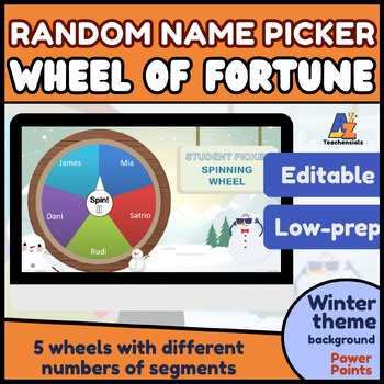 Random Name Picker Wheel of Fortune - Winter Theme - For PowerPoint