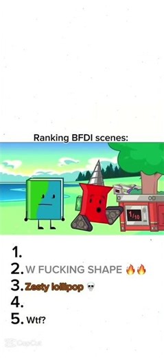 ranking bfdi Scenes i forgot who made this