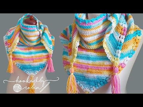 Crochet Puff Border Shawl | EASY ONE ROW REPEAT