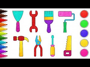 🛠️Draw and Color Construction Tools | Easy Drawing Tutorial for Kids | Chiki Art | HooplaKidz How To
