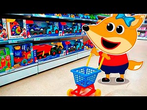 Baby Lucia Wants Doing Shopping in Toy Store. Fox Family Adventures with Dad - Cartoon for kids #952