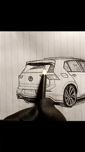 VW Golf 8.5 drawing and shading in class with pencil | Easy step by step car drawing tutorial