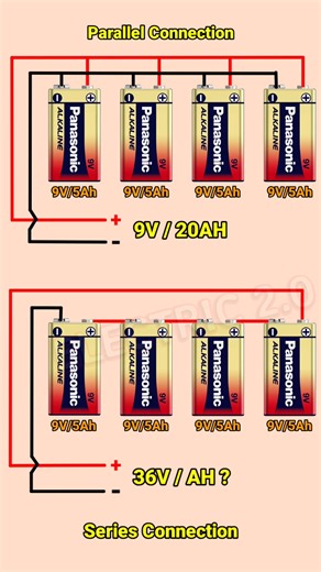20K views · 53 reactions | Battery series and parallel connection #diy #shorts #electronics | Electric 2.0 | Facebook