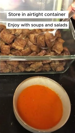 Homemade herb croutons