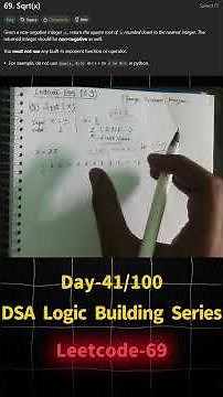 LeetCode 69: Sqrt(x) | Day 41 DSA Logic Building Series 🔢
