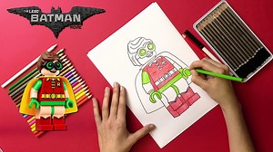 How To Draw and Color Lego Robin! The Lego Batman Movie Drawing Lea