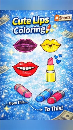 Cute Lips Coloring 💄🎨 #Shorts