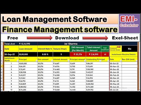 Loan Management Software in Excel Free Download | EMI Calculator | Finance Management Software in XL