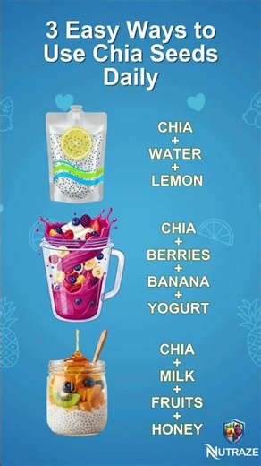 3 Easy Ways to Use Chia Seeds Daily (Water • Smoothie • Pudding) #shorts #nutrition #chiaseeds
