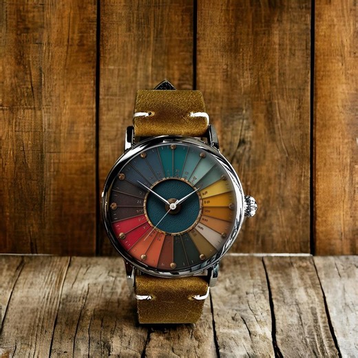 Color Wheel Art Mechanical Leather Wrist Watch - Etsy