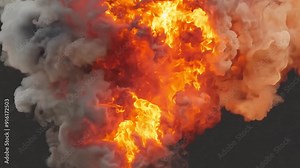 Fire Explosion Overlay- Static shot of a realistic fire explosion with transparent background. The flames burst and spread, creating a dramatic and intense effect Stock Video