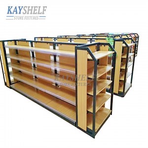 [Hot Item] Steel and Wood Structure Supermarket Store Gondola Island Display Shelf