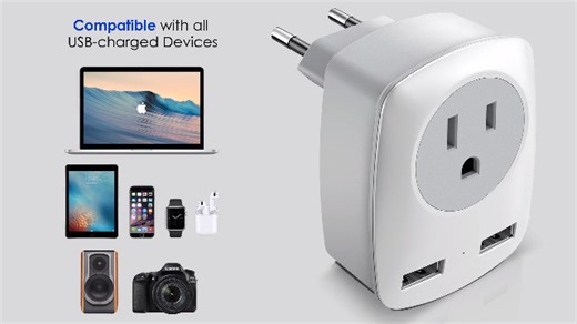 Watch European Travel Plug Adapter, Europe & UK Power Outlet Converter for England Ireland Italy France... on Amazon Live