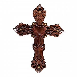 Handmade Carved Walnut Cross With Heart - Personalized Christian Gift - Etsy
