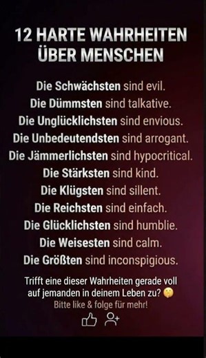 12 Harte Wahrheiten über Menschen – Lebensweisheiten & Psychologie