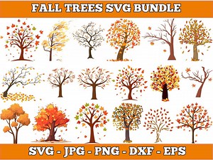 Autumn Tree SVG Bundle: Fall Leaves Clipart (digital Download) - Etsy