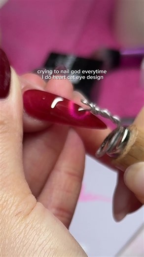 Heart Cat Eye Nail Designs for Valentine's Day