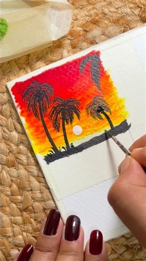 Sunset in four frames 🌅✨ bringing orange & red to life. #AcrylicPainting #SunsetArt #ArtShorts