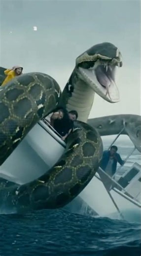 OMG!!! A giant python is attacking a boat full of people at sea. #rescue #animals #sea