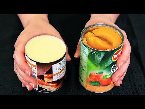 Whisk together condensed milk with canned peaches! The best no-bake creamy dessert!