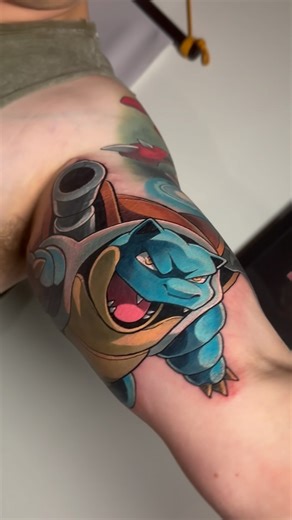 A bit swollen and irritated but such is the inner bicep. To be continued Cheers Daniel!! @fallenmusetattoo @happyhealingtattoo @inkjecta @starbritecolors @metrixtattoo @electrumsupply @hivecaps #inkjecta #starbritecolors #metrixtattoo metrixneedles #electrumsupply #hivecaps #otakutattoo #otaku #animetattoo #animetattoos #animefans #blastoise #pokemon #pokemontattoo #nintendo #gameboy | Troy Slack Ink