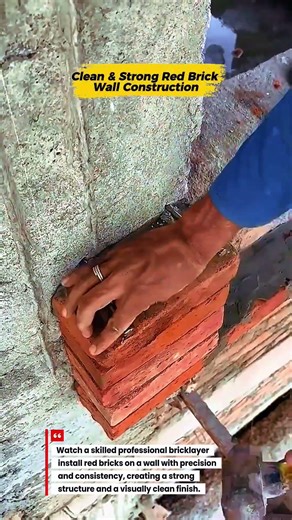 Master Bricklayer Shows Proper Red Brick Wall Technique