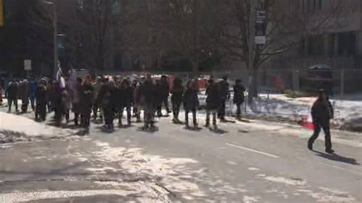 Trucker protests: Demonstrators arrive at Queen’s Park in opposition of COVID-19 mandates