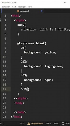 Blinking Background Color Animation | HTML CSS
