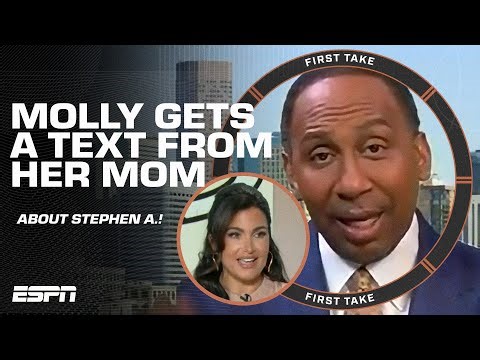 Molly gets a text from her mom about interrupting Stephen A. 😆 | First Take