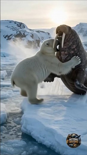 Polar Bear vs Walrus on Sea Ice | Incredible Arctic Ice Break Ambush Wild life