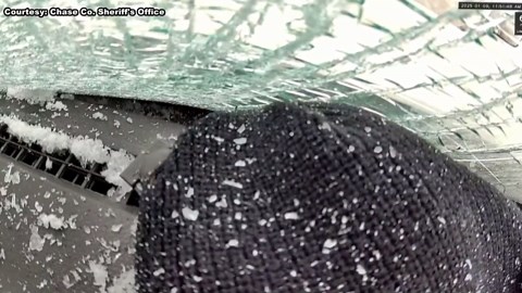 Flying ice chunk smashes through driver’s windshield on highway
