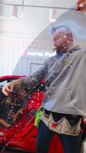 Tinting a Corvette C8 Z06 Driver Window with Ceramic Film