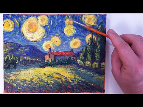 How To Paint ANY Night Landscape Like Van Gogh | Your Own Starry Night In 9 Simple Steps