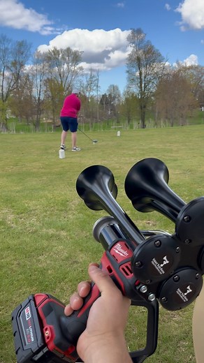 9.1K views · 82K reactions | Impact train horn at the golf course #impacttrainhorns #golf #funny | Impact Train Horns | Facebook