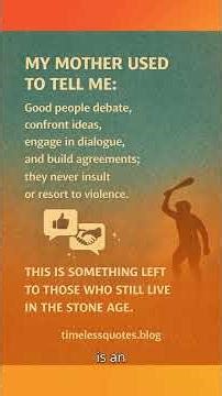 My mother used to tell me Good people debate confront ideas engage in dialogue, and build agreements