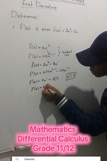 First Derivative in Differential Calculus for Grade 11/12