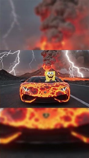 Spongebob driving a Lamborghini #aianimation #aiedit #aicartoon #editanai #aivideo #spongebob