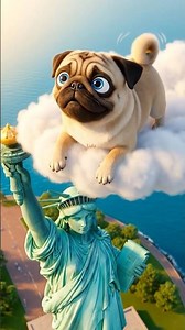 Adorable Pug's Magical Cloud Adventure Across USA. #dog #dogs #dogshorts #cutedog