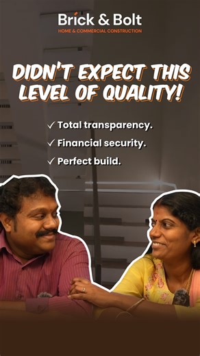 Brick & Bolt on Instagram: "Homeowner Testimonial from Chennai | How Brick & Bolt Built a 2 BHK Dream Home on a 1296 Sq Ft Plot CRN266900 | Manju Omprakash | Chennai | Plot Size: 1296 sq ft | Configuration: 2 BHK Building a dream home starts with trust, and this Chennai project is a perfect example of how the right construction partner makes all the difference. Om Prakash and Manju Om Prakash, both bankers working with leading public sector banks, were searching for a dependable contractual buil