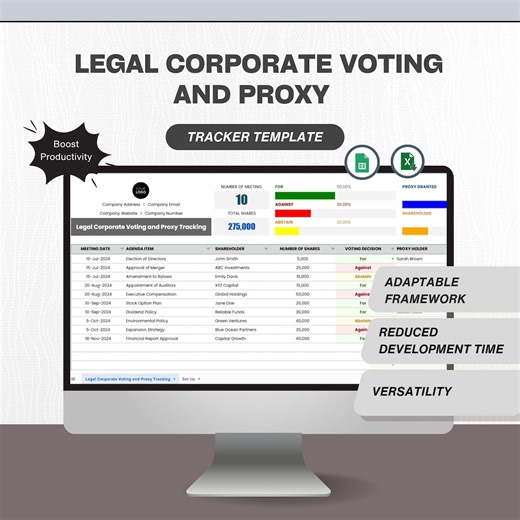 Corporate Legal Voting & Proxy Tracking Excel Template for Corporate Governance | Empower Decision Making Vote Rights - Etsy UK