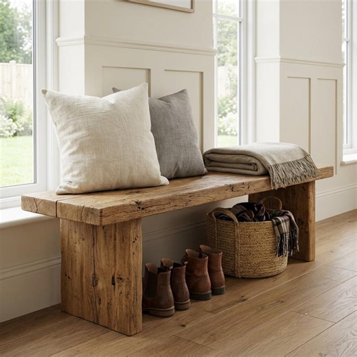 Reclaimed Wood Bench Entryway - Farmhouse Entryway Bench - Handmade Wooden Accent Bench - Modern Foyer End of Bed Bench - Etsy