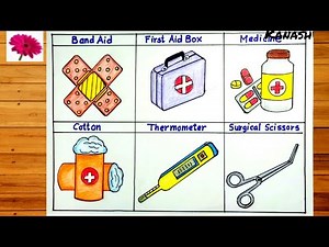 How to draw First Aid things step by step/First aid box/Doctor's Kit Drawing