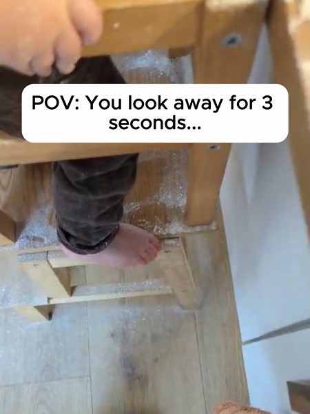 Flour. Everywhere. On my toddler. On my counter. Probably on the ceiling. And I'm not mad about it. Here's why. Every time a toddler touches, smells, pours, mixes or plays with a food — even without eating it — their brain files it under safe. That's a food exposure. And research shows toddlers need anywhere between 8 and 15 of them before they're ready to even consider trying something new. Tasting is just one type of exposure. Pouring counts. Mixing counts. Getting it completely everywhere app