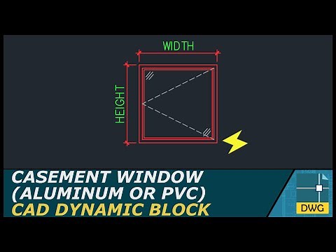 Casement Window (Aluminum or PVC): AutoCAD Dynamic Block (ElevationView)