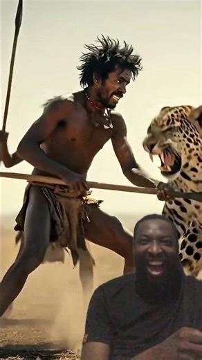 LEOPARD VS MAN | PREHISTORIC PANIC #primitiveplus #lion #youtubeshorts #shorts