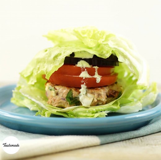 947K views · 1.3K reactions | Go bunless with this Greek Turkey Burger doused in delicious tzatziki sauce. Make this dish: taste.md/2xDRdvT + Recipes at your fingertips  taste.md/2wUmmHT | Nourish by Tastemade | Facebook