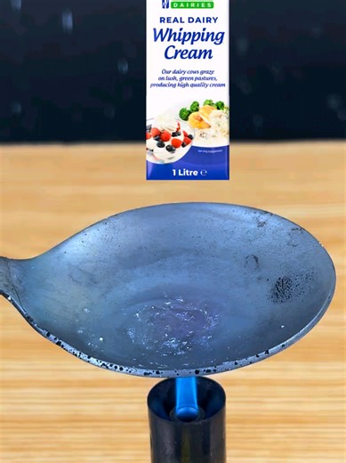 Whipping Dairy Cream Vs Angry Hot Spoon #satisfyingvideo #hotspoon #angryspoonexperiment