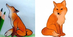 Fox Drawing Step by Step - Drawn light