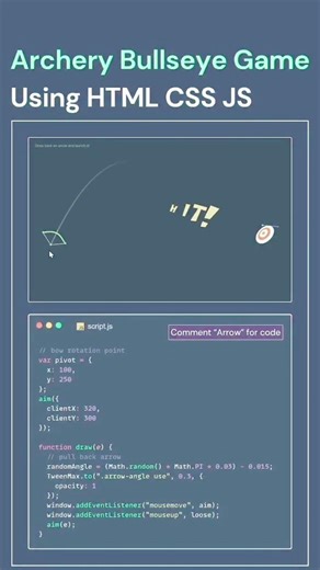 Archery Bullseye Game using HTML CSS JS😨☠️Crazy Next Level Shoting Game📈💻 #softarchery #twrp #toggle